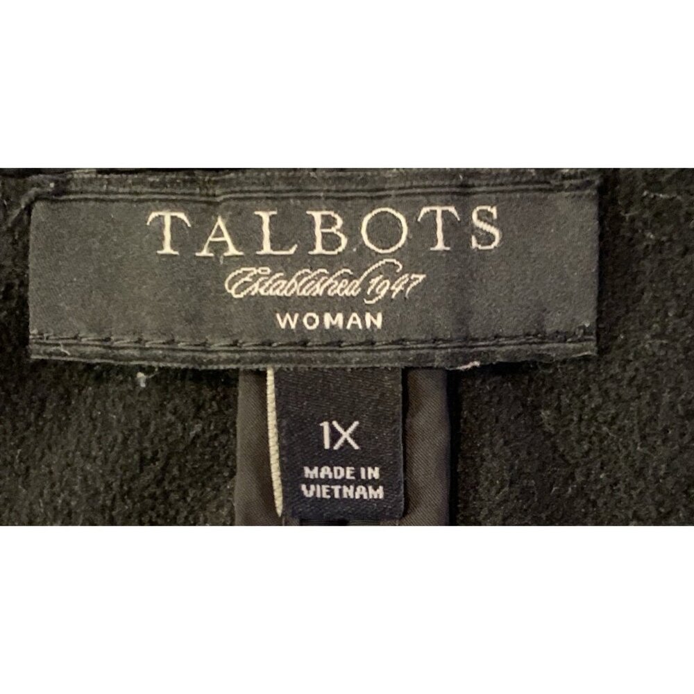Talbots 1X Diamond Quilted Nylon Fleece Lined Puffer Vest Womens Black W/Buttons - Picture 5 of 6